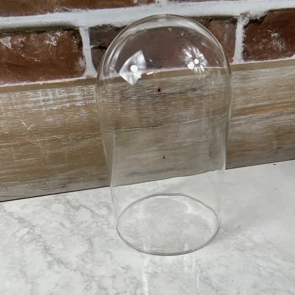 Clear Glass Dome Cloche Hurricane Shade for Pillar Candle 7in Tall x 4in